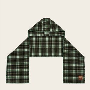 NWT Fable England Soft Green check Plaid Hooded Scarf one size